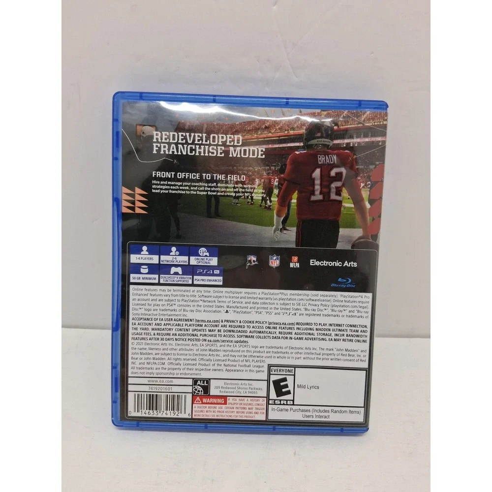 Madden NFL 22 Sony PlayStation 4 PS4 EA Sports Football Game Brady Mahomes